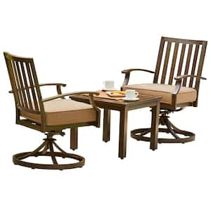 Bridgeport 3-Piece Aluminum Outdoor Bistro Set with Tan Cushions