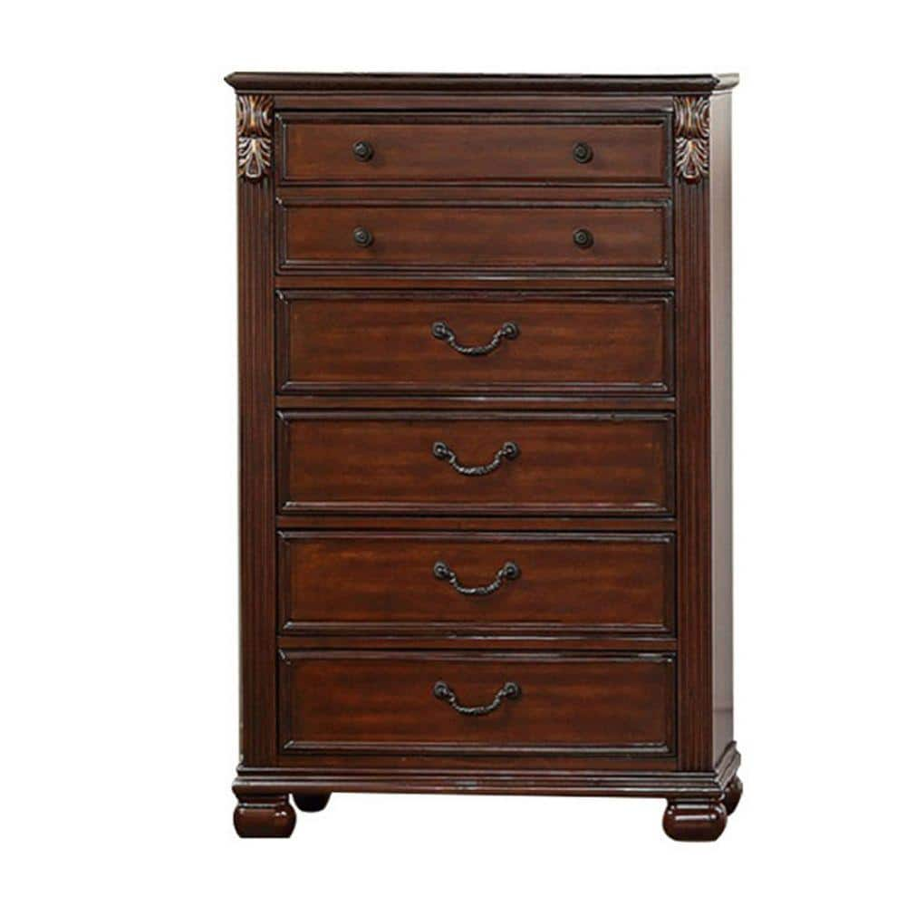 Benjara 18 In. Cherry Oak Brown 6-Drawer Wooden Tall Dresser Chest Of ...