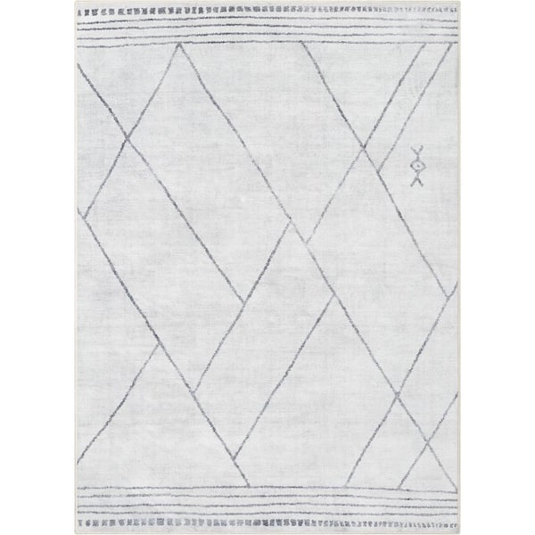 Well Woven Ivory Grey 7 ft. 7 in. x 9 ft. 10 in. Flat-Weave Apollo Bryn Moroccan Moroccan Trellis Area Rug