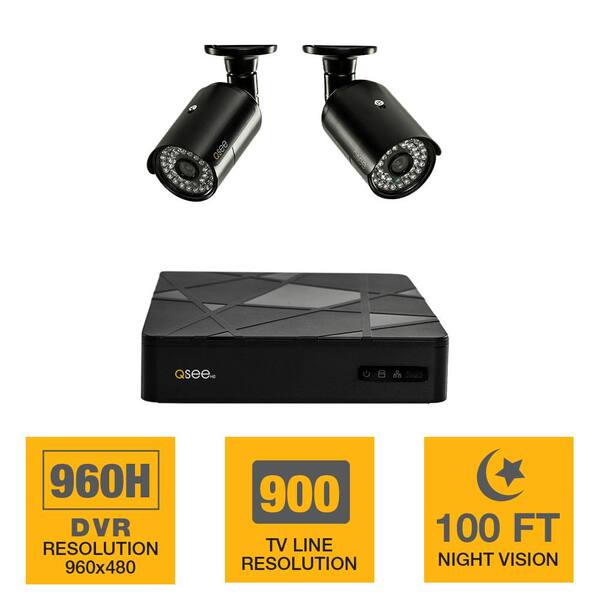 Q-SEE 4-Channel 960H 500GB Surveillance System with (2) 900TVL Camera, 100 ft. Night Vision