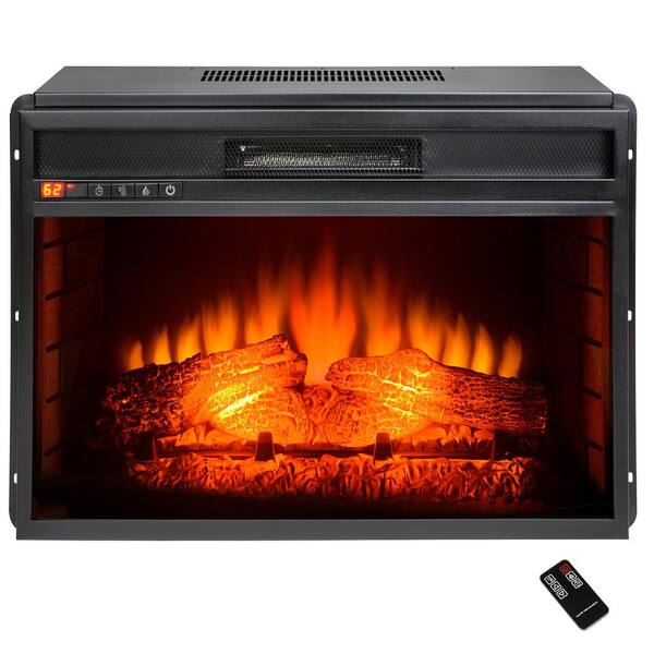 AKDY 34 in. Freestanding Electric Fireplace Insert Heater in Black with Flat Tempered Glass and Remote Control