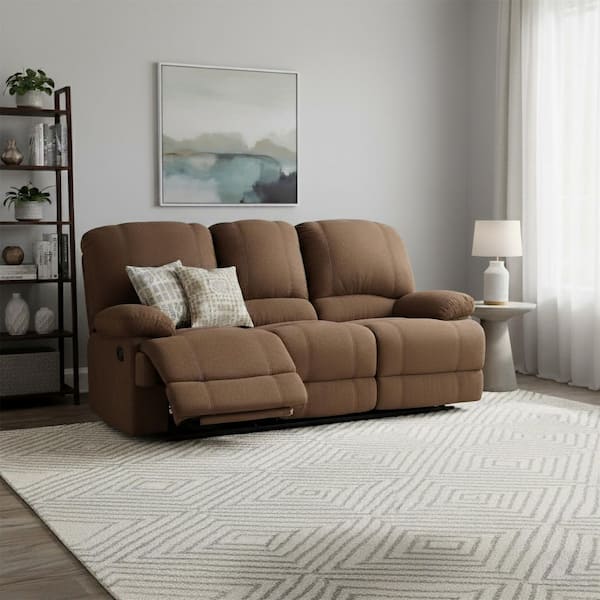 Kevin 82 in. Square Arm 3-Seater Sofa in Brown