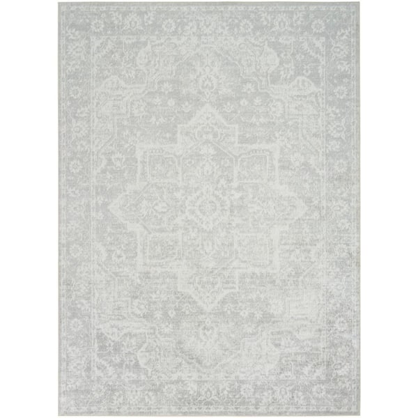 Astra Machine Washable Grey 4 ft. x 6 ft. Distressed Traditional Area Rug