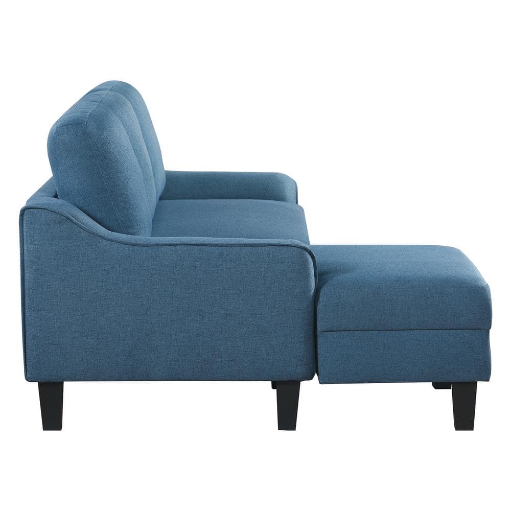 Blue Twin Fabric Sleeper Sectional with Pillow-top Arm