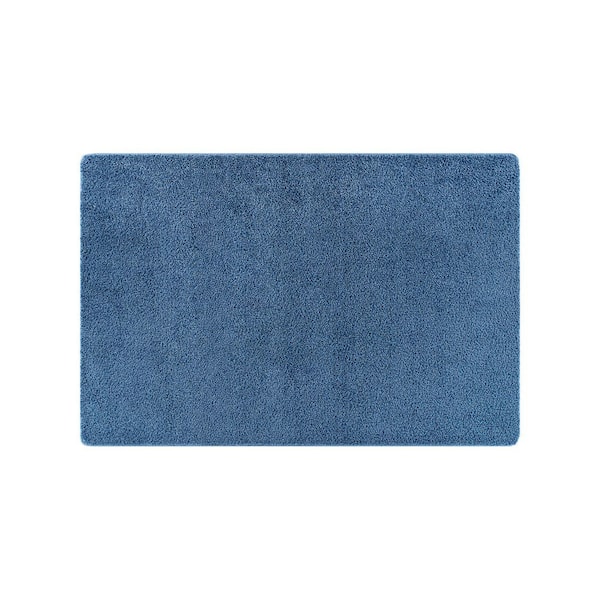 Silky 2 ft. x 3 ft. Blue Solid Plus Thick Pile Non Slip Easy Clean Non Shedding Modern Door Mat Indoor Area Rug