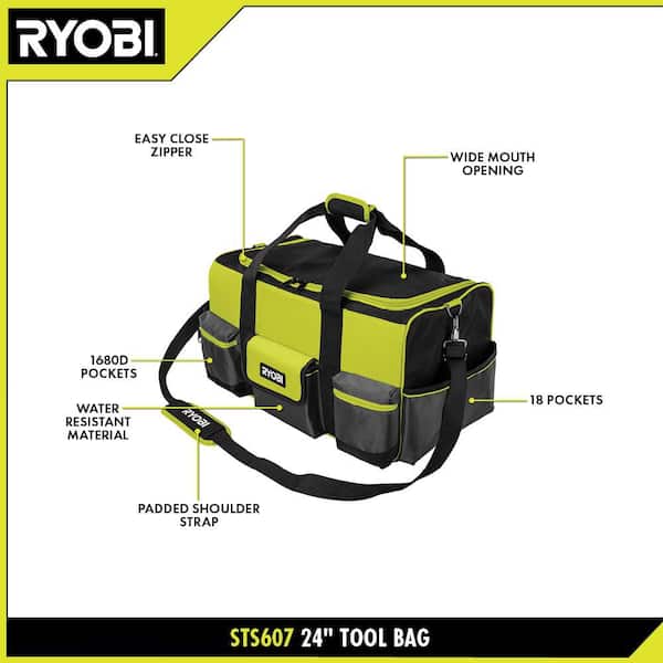 RYOBI 12 in. Zipper Pouch with 24 in. Tool Bag and LINK 17 in
