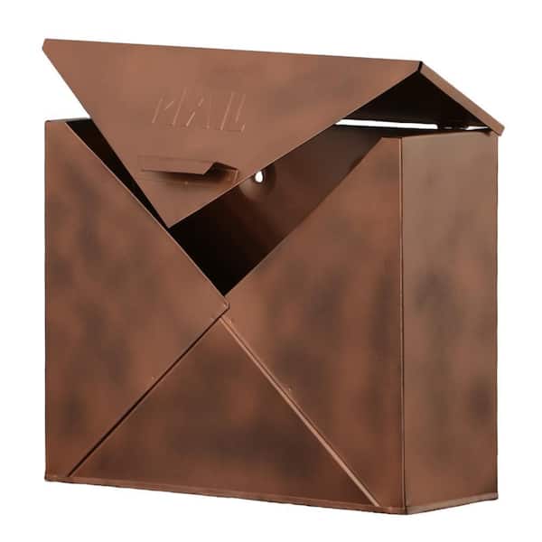 Spacious Brown Copper Metal Wall Mounted Mailbox