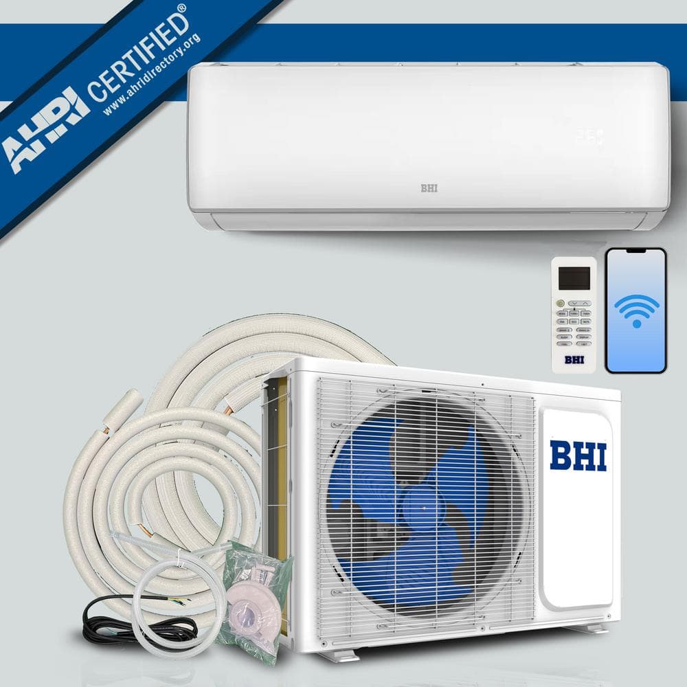 BHI 12,000 BTU 1 Ton Ductless Mini Split Air Conditioner with Heat Pump Wi-Fi 115V, White -  BHI-12K115V-US-C