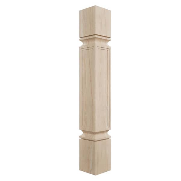 Ekena Millwork 5 in. x 5 in. x 35-1/2 in. Unfinished Rubberwood Kent Raised Panel Cabinet Column