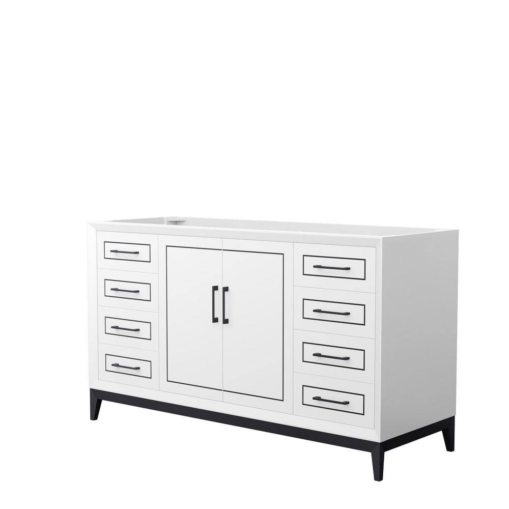 Wyndham Collection Marlena 59.75 in. W x 21.75 in. D x 34.5 in. H Single Bath Vanity Cabinet without Top in White, White with Matte Black Trim -  WCH515160SWBCXSXXMXX