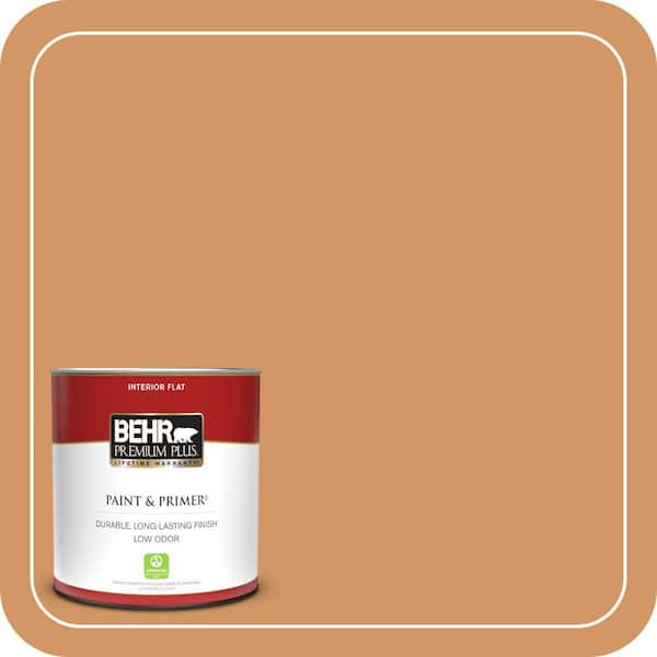 BEHR PREMIUM PLUS 1 qt. #280D-5 Glazed Pecan Flat Low Odor Interior Paint & Primer