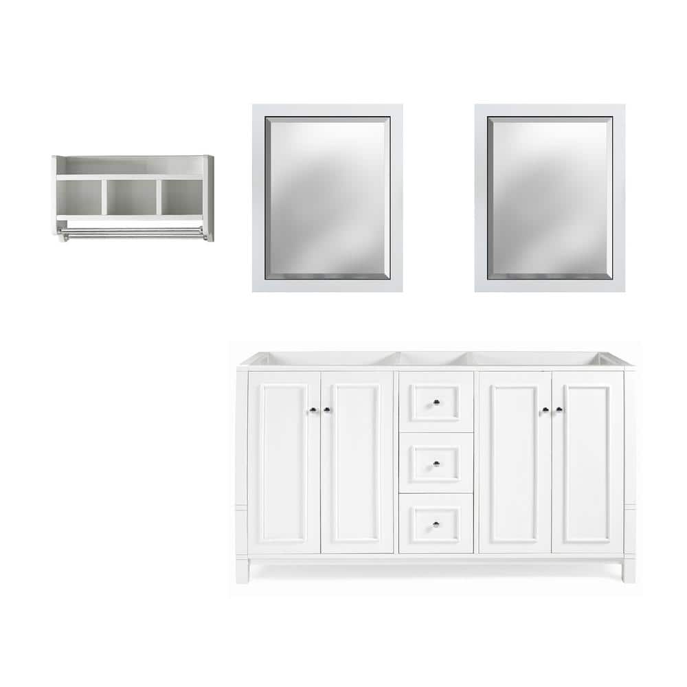 Williamsburg 4-Piece Bathroom Vanity Set w/ 60 in. W Vanity, 2 30 in. L Mir