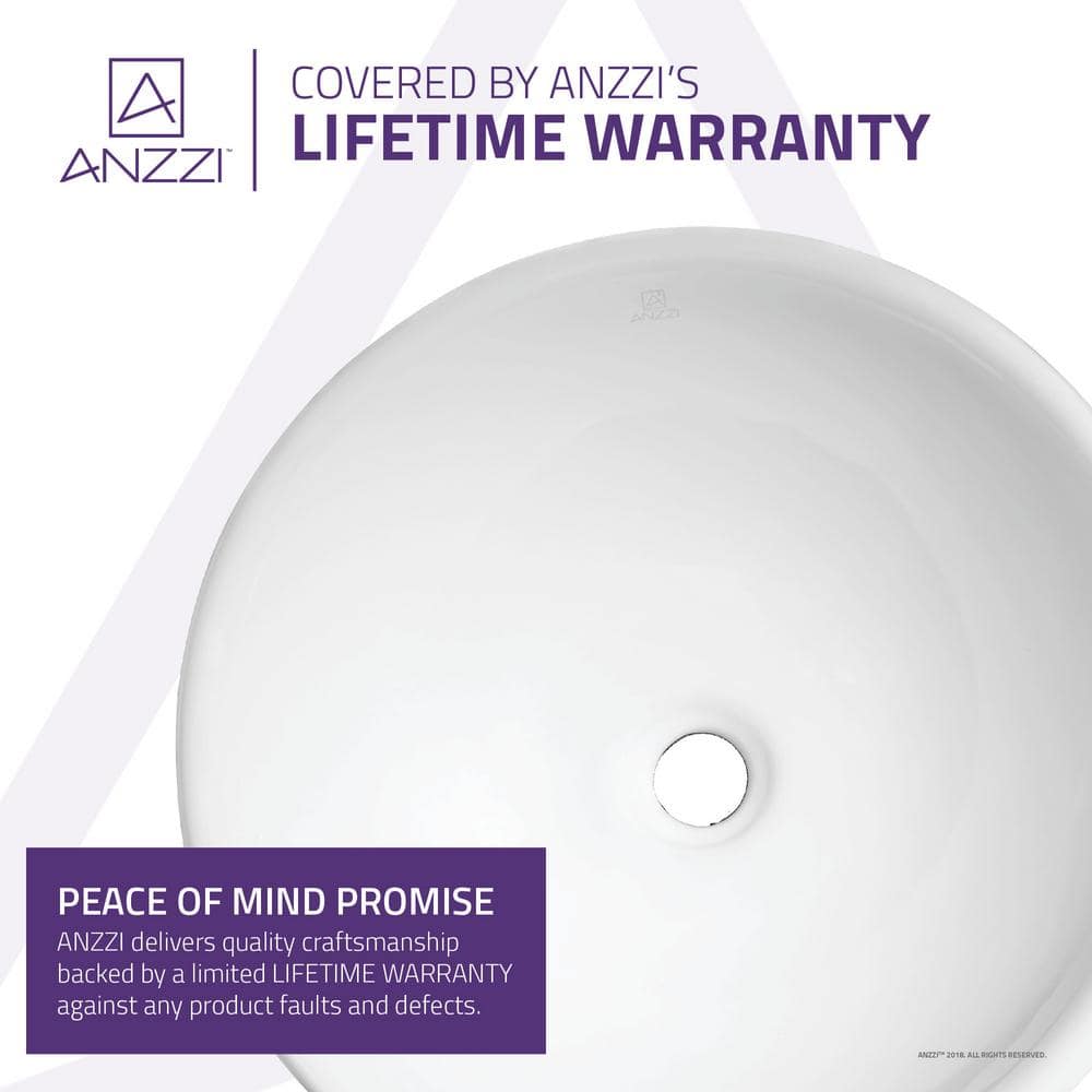 White Ceramic Circular Bathroom Vessel Sink, 16.3 inches