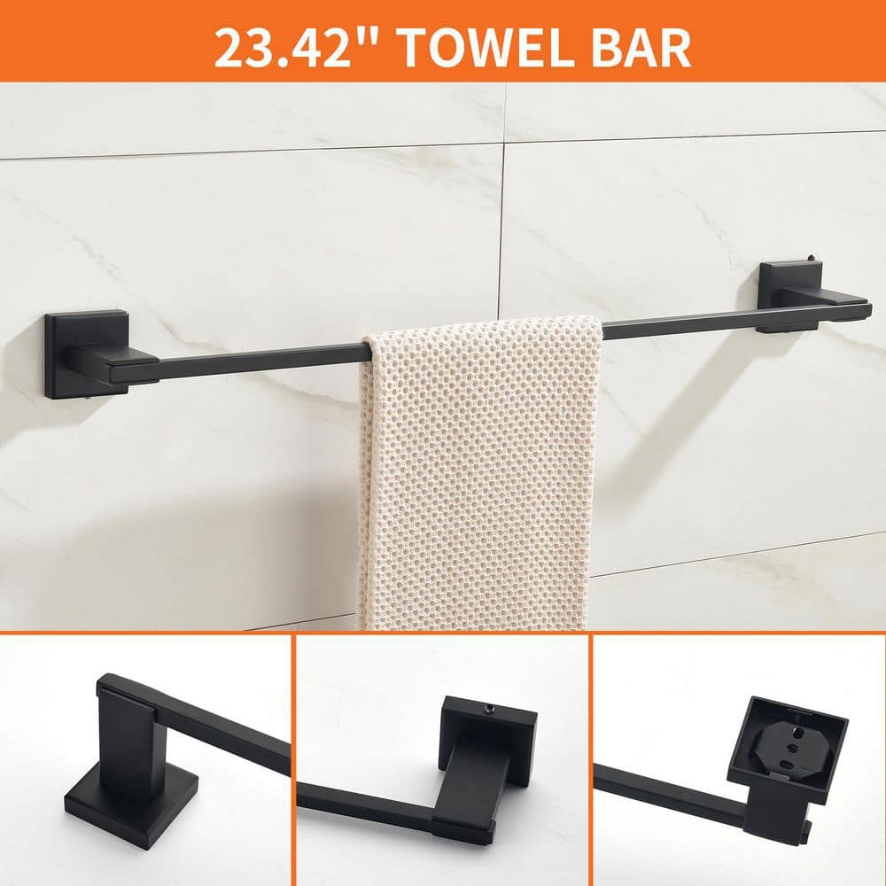Matte Black 4-Piece Stainless Steel Bathroom Hardware Set