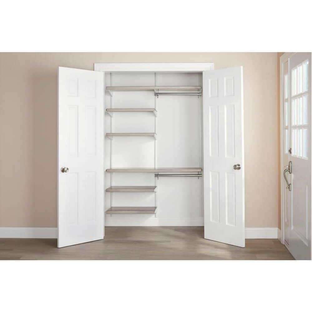 Everbilt Genevieve 4 Ft. Gray Adjustable Closet Organizer Double ...