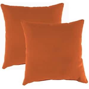 Sunbrella 16 in. x 16 in. Canvas Rust Red Solid Square Knife Edge Outdoor Throw Pillows (2-Pack)