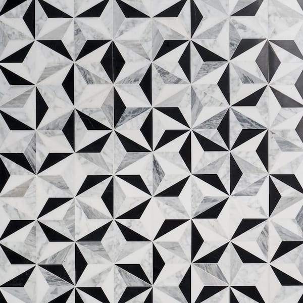 Ivy Hill Tile Phantom Tuxedo Black 13.58 in. x 15.74 in. Polished Marble Floor and Wall Mosaic Tile (1.48 sq. ft./Each)