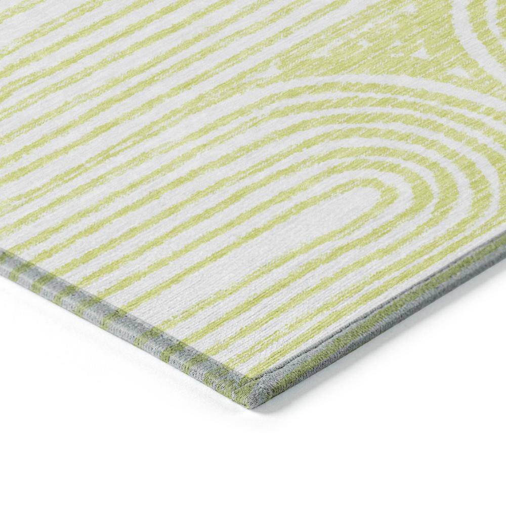 Green and White Abstract Synthetic Washable Rug 1'8" x 2'6"