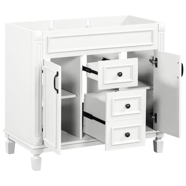 Nestfair 35.1 in. W x 18.1 in. D x 33 in. H Bath Vanity Cabinet without Top in White with 2-Drawers and 2-Doors