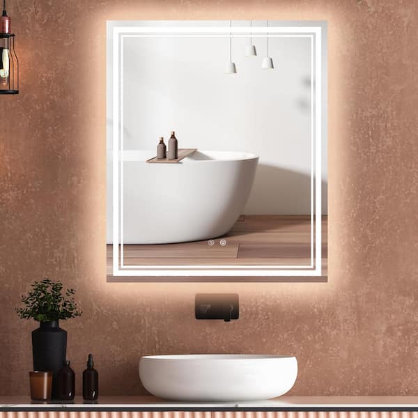 Getpro 30 in. W x 36 in. H Large HD Rectangular Frameless Smart Touch Sencer Wall Mounted LED Bathroom Vanity Mirror in Silver