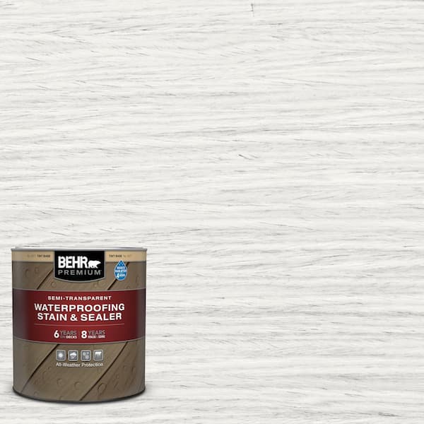 BEHR PREMIUM 1 qt. #ST-210 Ultra Pure White Semi-Transparent Waterproofing Exterior Wood Stain and Sealer