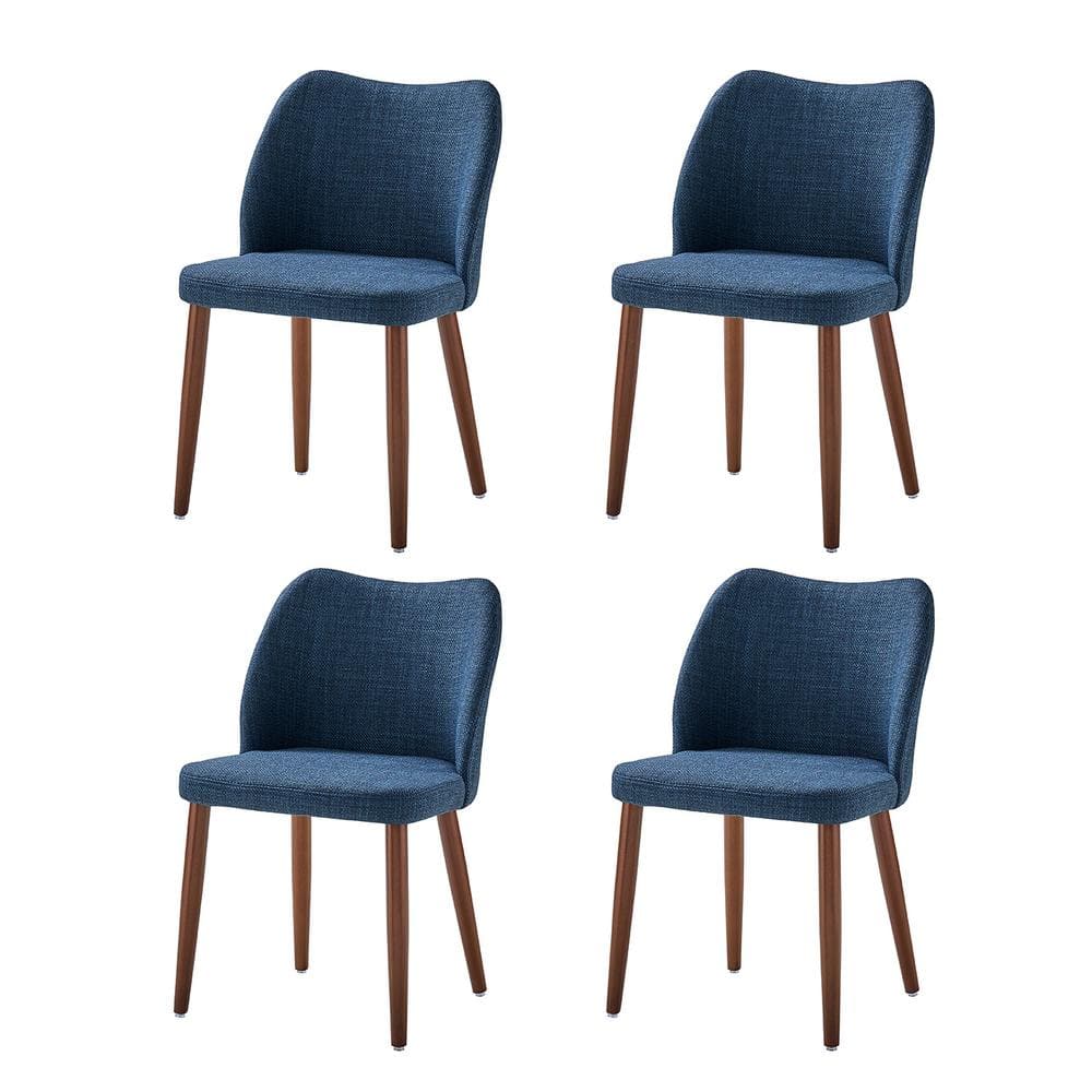 JAYDEN CREATION Eliseo Navy Modern Upholstered Dining Chair with Solid ...