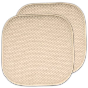 Honeycomb Memory Foam Square 16 in. x 16 in. Non-Slip Indoor/Outdoor Chair Seat Cushion, Linen (2-Pack)