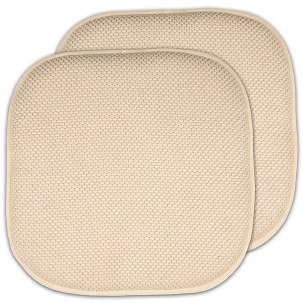 Sweet Home Collection Honeycomb Memory Foam Square 16 in. x 16 in. Non-Slip Indoor/Outdoor Chair Seat Cushion, Linen (2-Pack)