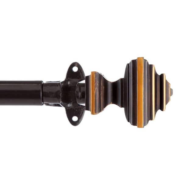 Eclipse Stacey 36 in. - 66 in. Adjustable 3/4 in. Room Darkening Double Curtain Rod Kit in Oil Rubbed Bronze with Square Final