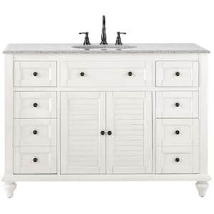 Hamilton 49 in. W x 22 in. D x 35 in. H Single Sink Freestanding Bath Vanity in Ivory with Gray Granite Top