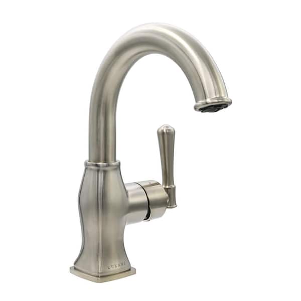 Aurora 1-Handle Single Hole Bathroom Faucet in Brushed Nickel