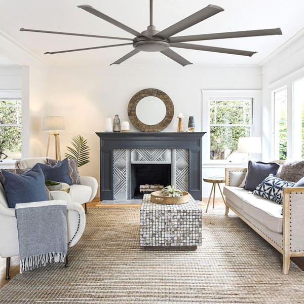MLiAN 80 in. Indoor DC Motor Ceiling Fan with Remote 8-Aluminum