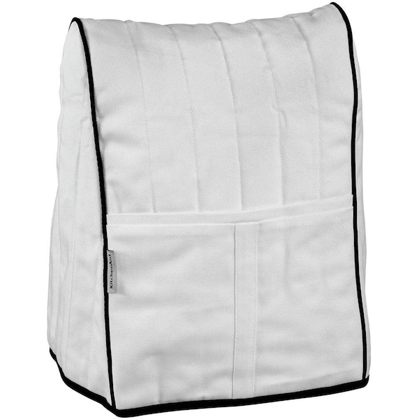 KitchenAid Cloth Cover for Stand Mixer in White with Black Piping