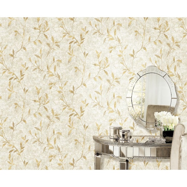 Elegance Collection Blue Leaf Impression Metallic Finish Non-Pasted Non-Woven Wallpaper Roll