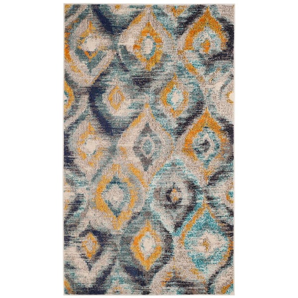 SAFAVIEH Monaco Blue/Multi 3 ft. x 5 ft. Geometric Area Rug