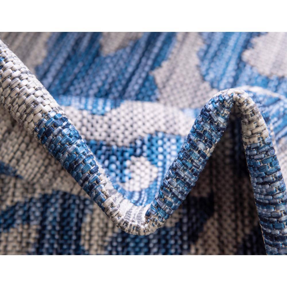 Round Blue Synthetic Outdoor Stain-Resistant Area Rug