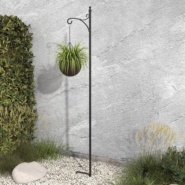 Torenia 84 in. Black Steel Shepherd Hook