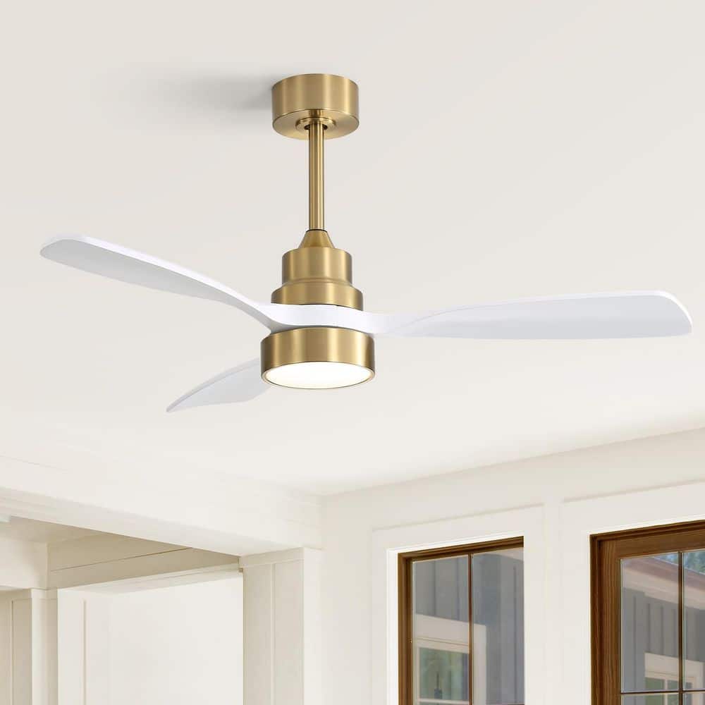 Sofucor 48 in. Indoor/Outdoor Wood Gold Ceiling Fan with LED Light