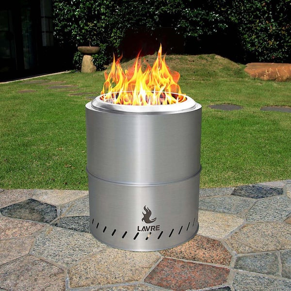 Cesicia 15 in. Smokeless Outdoor Wood Burning Fire Pit Portable Fire Pit Stainless Steel with Waterproof Cover