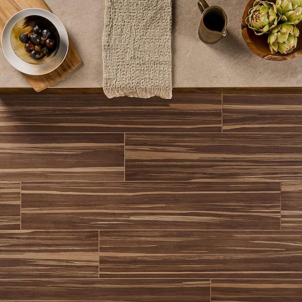 Elm Walnut Brown 8.66 in. x 47.27 in. Wood Look Matte Porcelain Floor and Wall Tile (17.21 sq. ft. / Case)