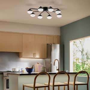 Remy 40.75 in. 8-Light Black Kitchen Modern Integrated LED Semi-Flush Mount Ceiling Light