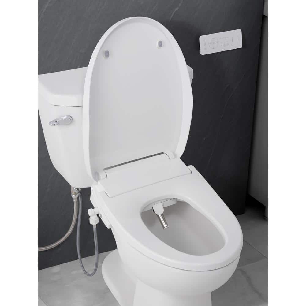 Hydrotech White Elongated Heated Electric Bidet Seat with Remote