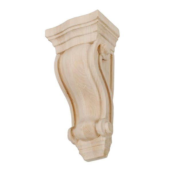 American Pro Decor 8-1/4 in. x 3-3/4 in. x 2-5/8 in. Unfinished Small North American Solid Hard Maple Classic Traditional Plain Wood Corbel