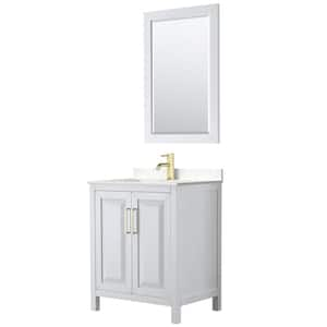 Daria 30 in. W x 22 in. D x 35.75 in. H Single Sink Bath Vanity in White w/ Carrara Cultured Marble Top & 24 in. Mirror