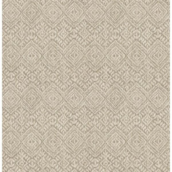 A-Street Prints Beige Gallivant Woven Geometric Wallpaper Sample