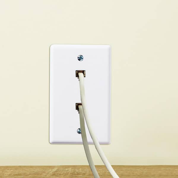 White 1-Gang Telephone Data Jack Wall Plate, 6P4C, for RJ11 Telephone Cables, Double Port (5-Pack)