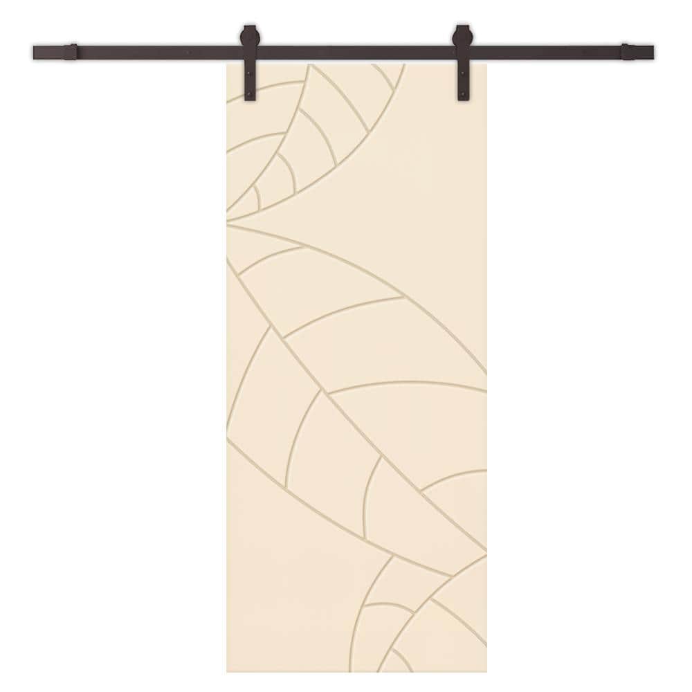 36 in. x 80 in. Beige Stained Composite MDF Paneled Interior Sliding Barn Door with Hardware Kit price history on PriceWatchPro