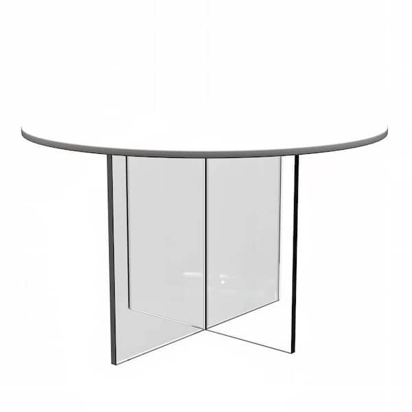 Leisuremod Valore 28 in. White Round MDF Coffee Table with Acrylic Cross Legs