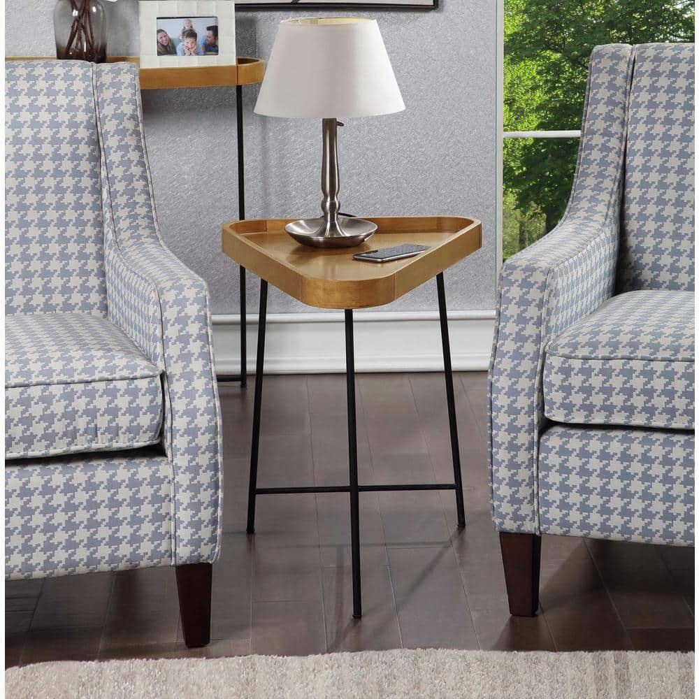 Lunar 27 in. Acacia Driftwood/Black Triangle Wedge MDF End Table - thumbnail 9