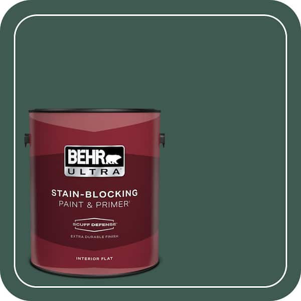 BEHR ULTRA 1 gal. #PPF-02 Patio Green Extra Durable Flat Interior Paint & Primer